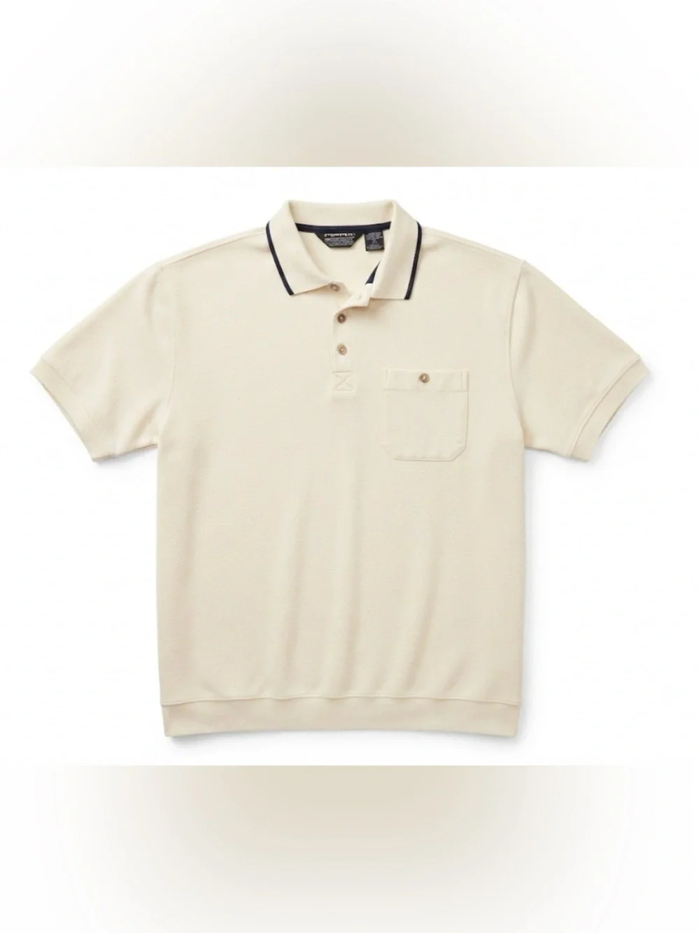 Knightsbridge Polo Shirt Mens Extra Large Beige Short Sleeve Pocket Vintage